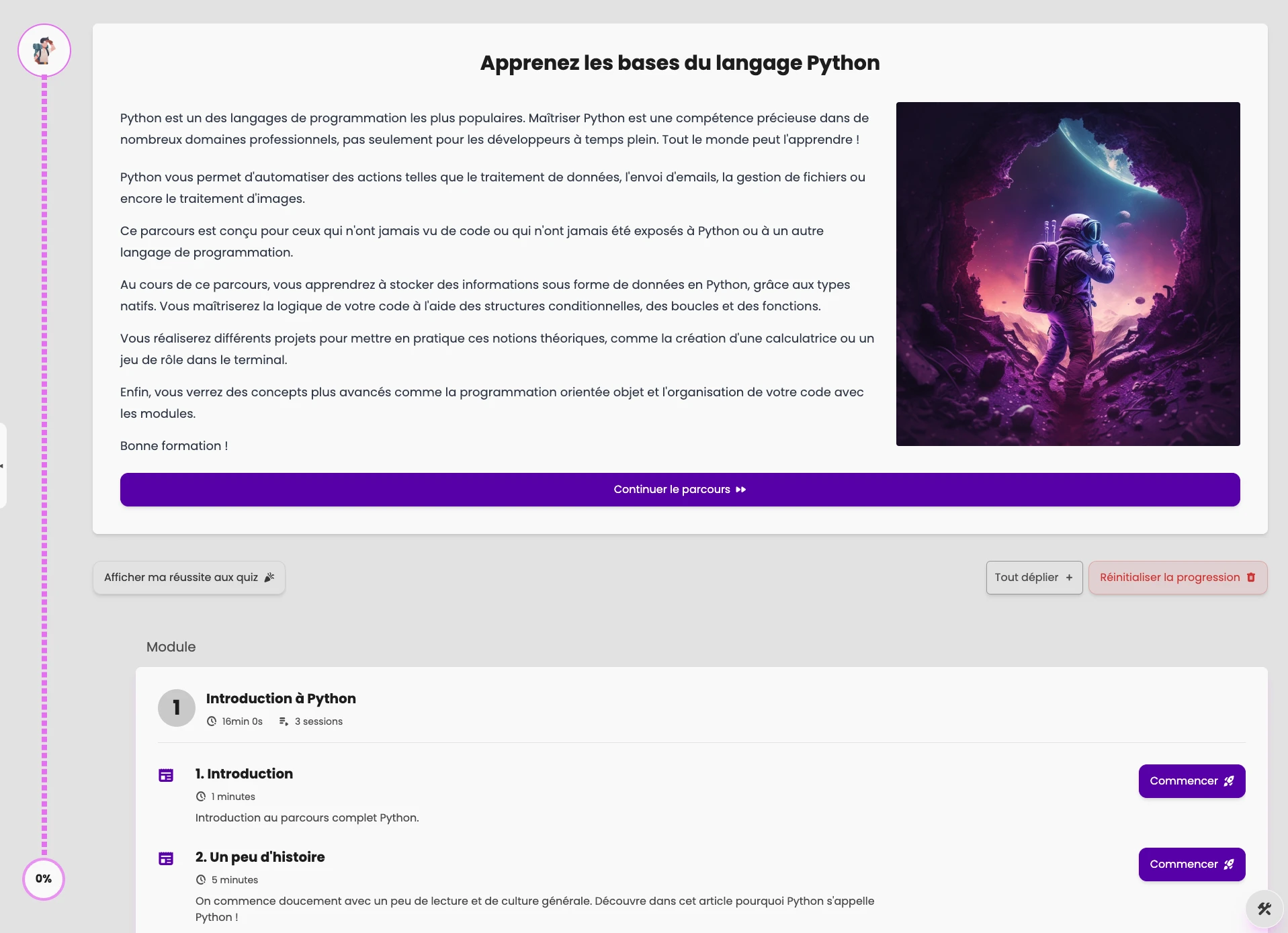 Parcours complet pour débutant