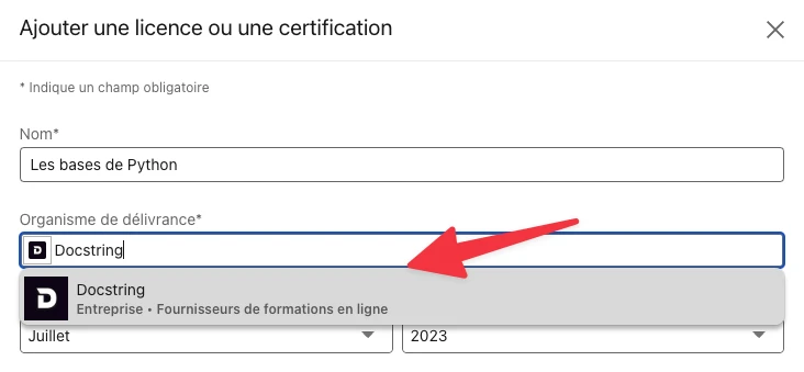 Ajout de Docstring comme organisme