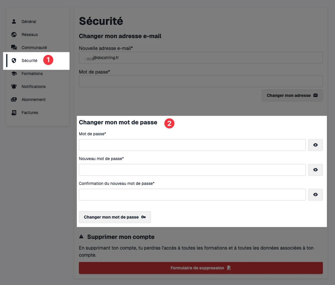 Changer mot de passe