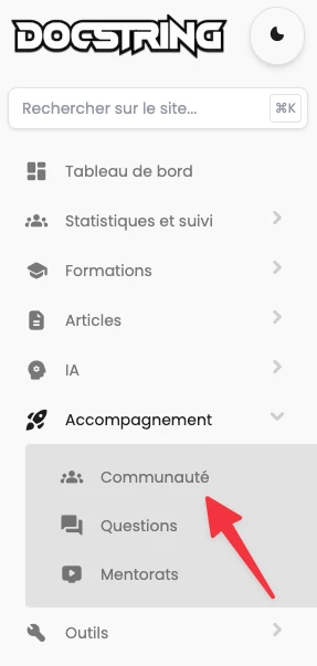 Accès Discord dans le menu